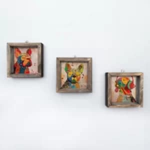UKZM010 Multicolor Decorative Framed MDF Painting (3 Pieces)
