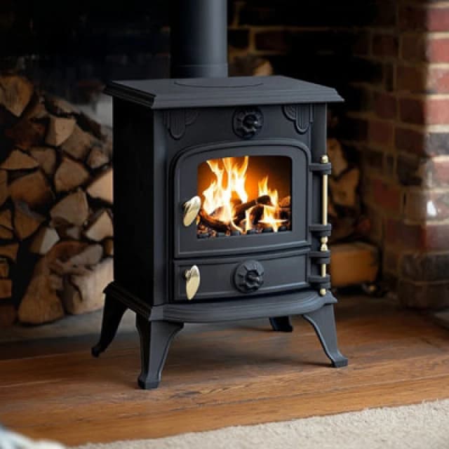 RoyalFire 5kW Cast Iron Solid Multifuel Wood Burning Stove Dark Grey