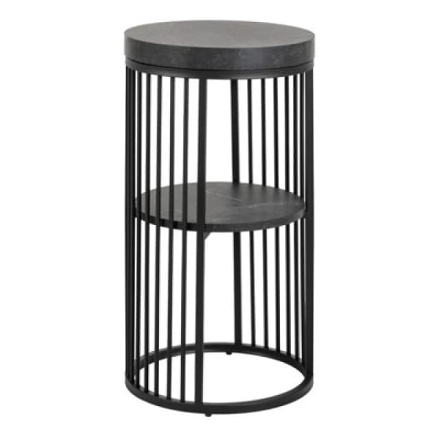 Furniture To Go Strington Round Bedside Table 1 Shelf in Matt Black Unisex