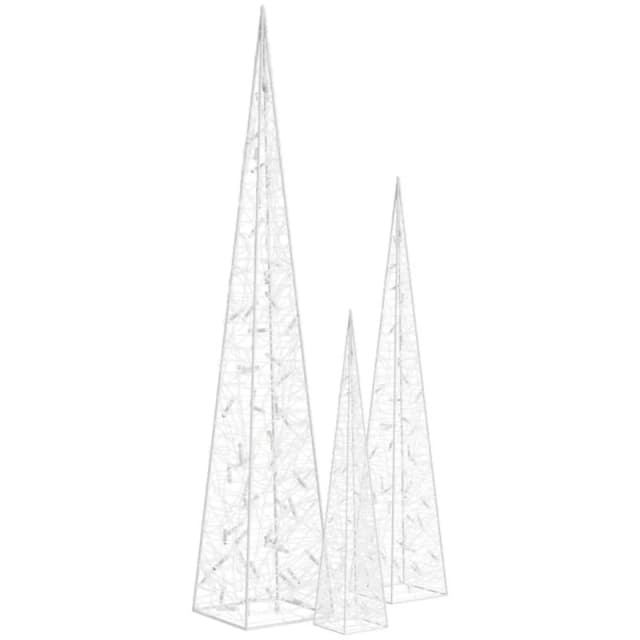 VIDAXL Acrylic Decorative LED Light Cone Set Cold White 60/90/120cm vidaXL 8720286435007