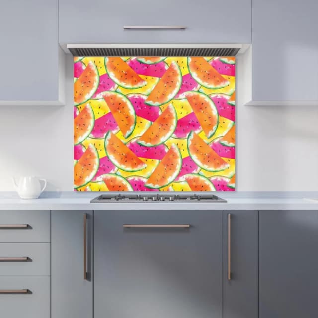 Warren Reed - Designer Watermelon Design Kitchen Splashback in Orange Size: 900mm x 650mm Orange Unisex 900mm x 650mm