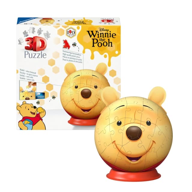 Ravensburger Winnie the Pooh with Ears 72 Piece Puzzle Ball - 3D Jigsaw Puzzle Toy for Kids & Adults Fun and Educational Brain Teaser