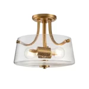 Quoizel Hollister Bowl Semi Flush Ceiling Light Brushed Brass