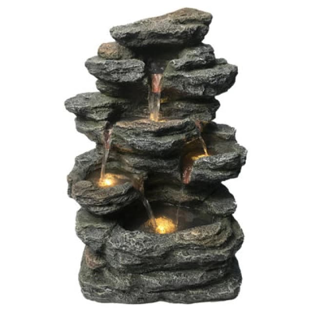 Certikin Heissner Rocky Waterfall Water Feature With Pump And Light 016586-00