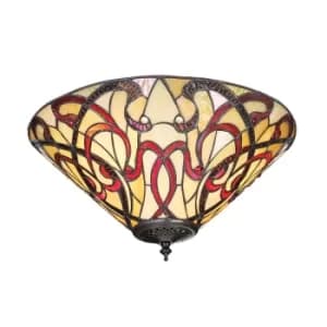 Ruban 2 Light Medium Ceiling Flush Light Tiffany Style Glass, E27