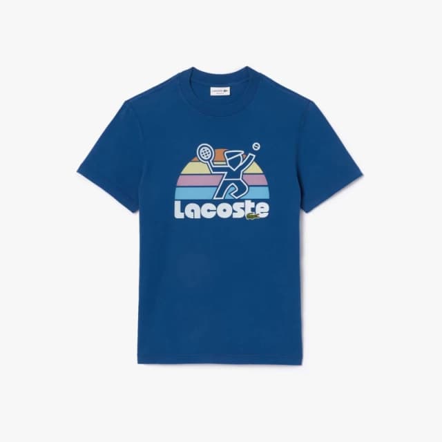 Lacoste Washed Effect Tennis Paris T-Shirt Blue male XS