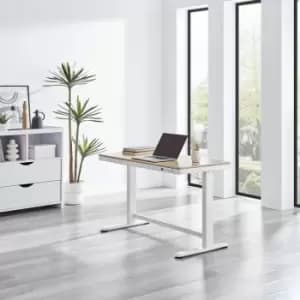 Furniturebox Atticus Height Adjustable Seated Standing Office Desk - Oak Effect and White Legs