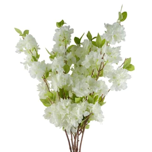 Leaf Pack of 6 x 100cm White Artificial Blossom Stem White unisex