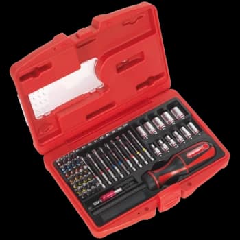 Sealey 50 Piece Fine Tooth Ratchet Screwdriver Bit and Socket Set 1/4"