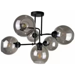 Keter Cosmo Multi Arm Semi Flush Ceiling Light Black, 55cm, 6x E27