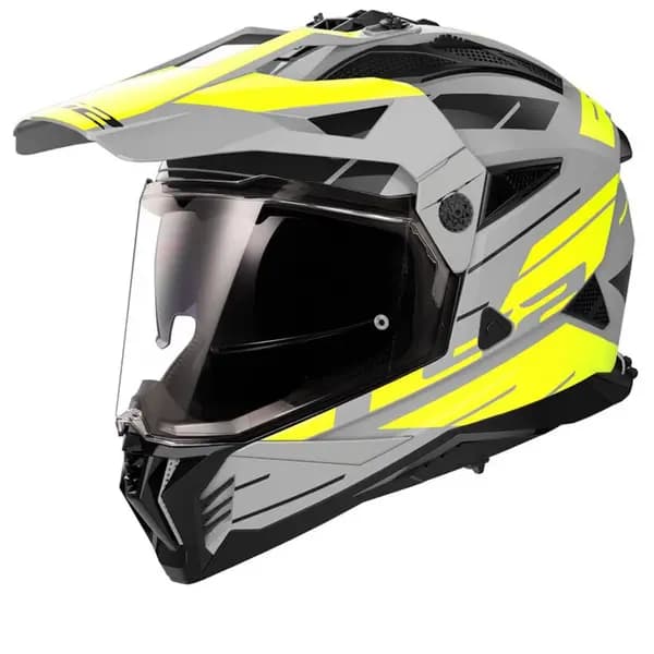LS2 MX702 Pioneer II Namib Matt Grey H-V Yellow Adventure Helmet Size S