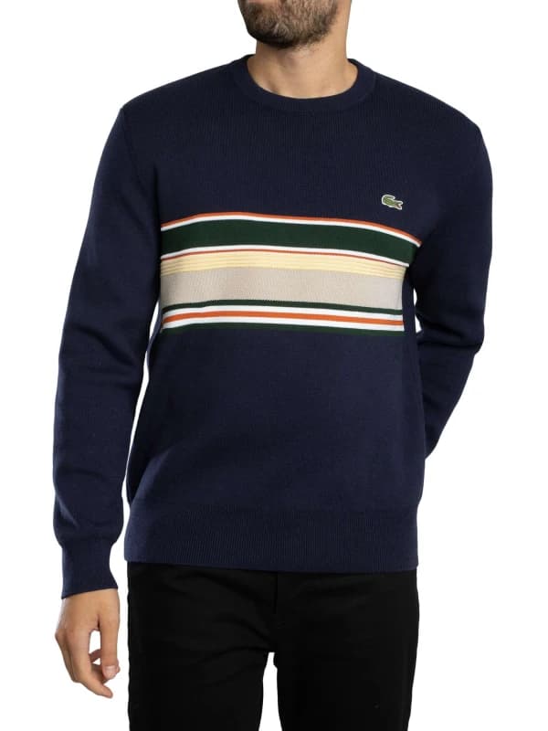 Lacoste French Made Striped Sweatshirt Navy Blue/Green/White/Yellow S