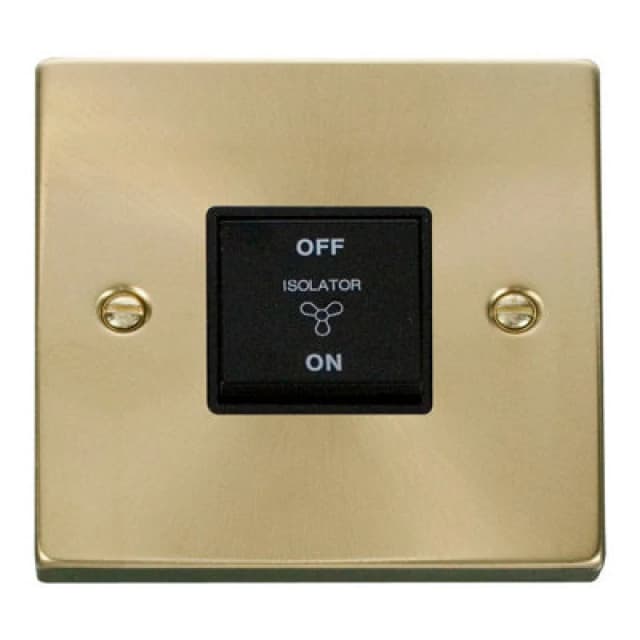 SE Home Satin / Brushed Brass 10A 3 Pole Fan Isolation Switch Gold