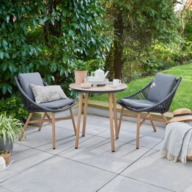 Norfolk Leisure Lifestyle Keswick Three Piece Bistro Set with Cushions Dark Grey