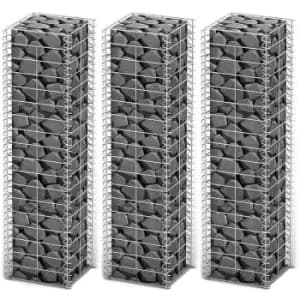 Gabion Set 3 pcs Galvanised Wire 25 x 25 x 100cm Vidaxl Silver