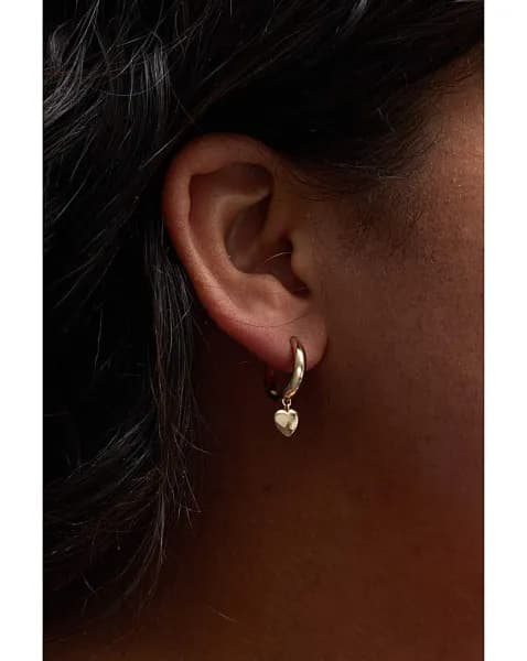 Simply Silver Gold Heart Huggie Earrings