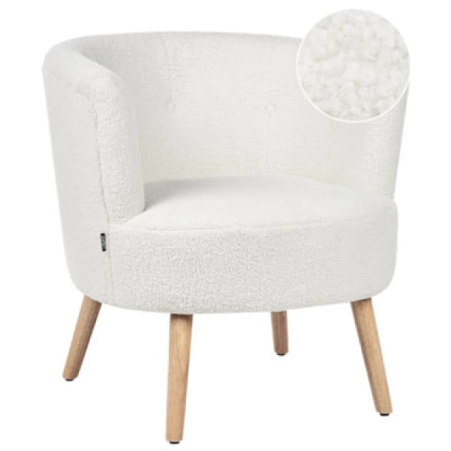Beliani Boucle Tub Chair White Odenzen