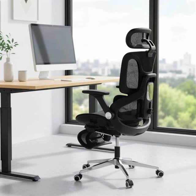 Homcom Ergonomic Office Chair, Mesh Desk Chair With Lumbar Support, Footrest
