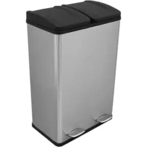 60L Dual Pedal Bin In Stainless Steel - Silver
