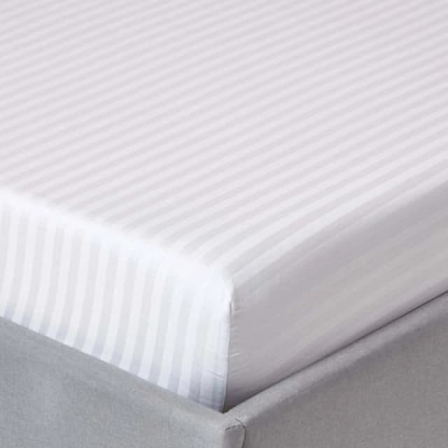 Homescapes White Egyptian Cotton Satin Stripe Fitted Sheet 330 Tc, King