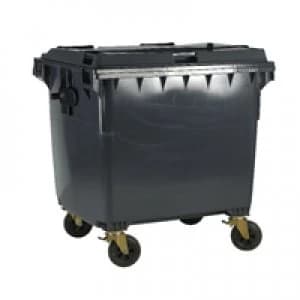Slingsby Grey Wheeled 1100 Litre Bin With Flat Lid 377396