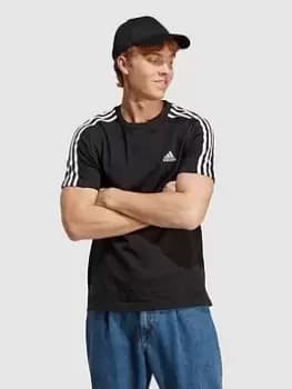 adidas Sportswear Essentials Single Shirt 3-Stripes T-Shirt - Black/White Size M Men