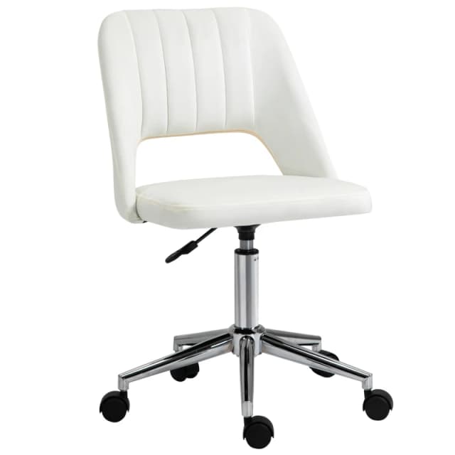 VINSETTO Mid-Back Swivel Home Office Chair Scallop Computer Chair Cream
