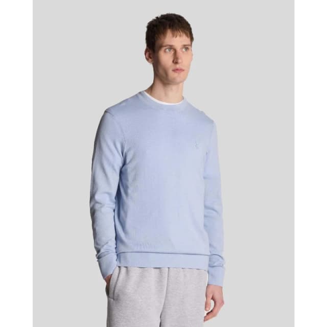 Lyle and Scott Tonal Superfine Cotton Crew Neck Jumper Blue male XS