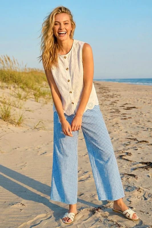 Dusk Womens Gingham Culottes in Blue Size: 16 Blue Female 16