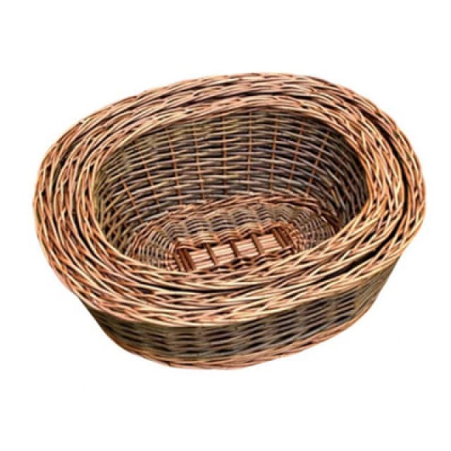 Red Hamper Dh017/home Wicker Set Of 3 Two Tone Green Oval Willow Trays