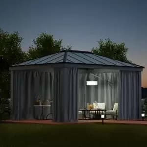 Palram - Canopia Dallas Grey Polyester (Pes) Gazebo Curtain, Pack Of 4 (L)2120mm (W)4400mm