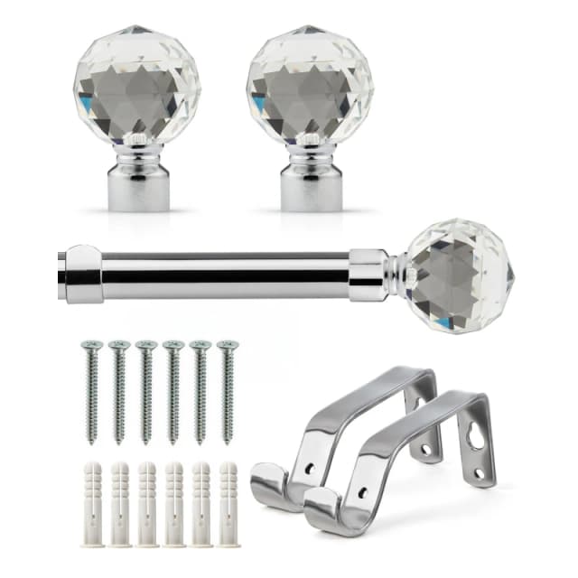 Emma Barclay Curtain Pole Extendable Crystal Chrome unisex 120-210cm