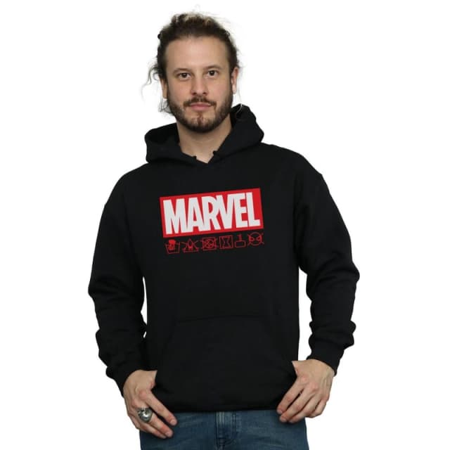 Marvel Marvel Men Logo Wash Care Hoodie in Black Size: Small Black S Male 5059114559374