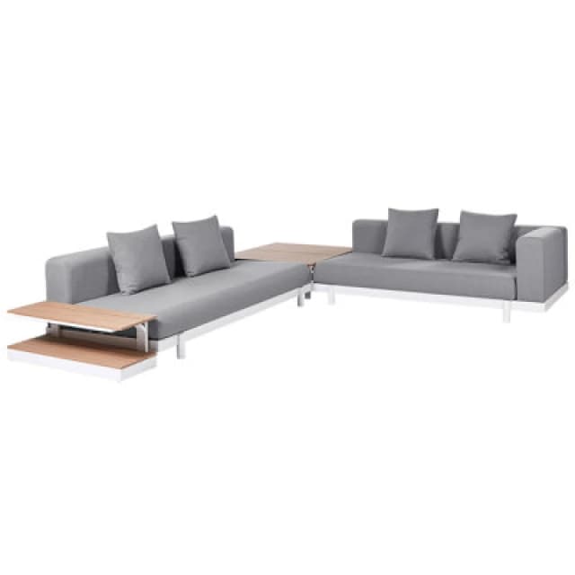 Beliani Garden Corner Sofa With Table 5 Seater Missanello Grey
