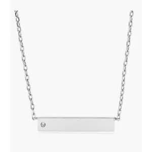 Fossil Womens Bar Stainless Steel Necklace - Silver