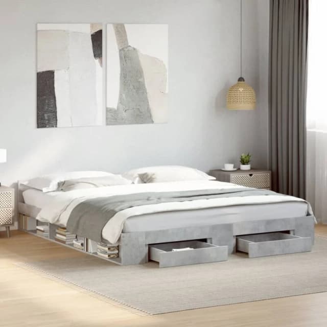 VIDAXL Bed Frame with Drawers without Mattress Concrete Grey 180x200cm Super King vidaXL 3280730