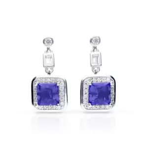 Diamonfire Silver White & Sapphire Zirconia Art Deco Style Earrings