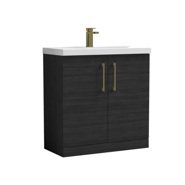 Balterley Bathroom 2 Soft Close Door Floor Vanity Unit Basin, Black, 810mm in Black Unisex