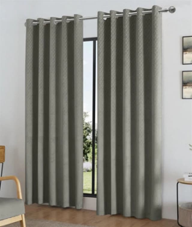 Alan Symonds Temple Velvet Blackout Ring Top Curtains - Silver Silver 90x90 Inch