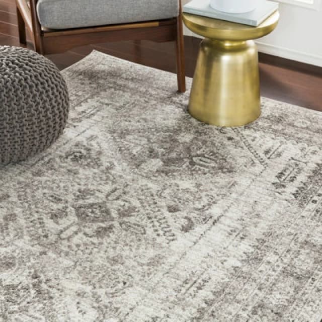 Livabliss Vintage Oriental Boho Light Grey/white/charcoal Neelam Area Rug 120 X 170 Cm - Easy Care, Ideal For Living Room & Bedroom