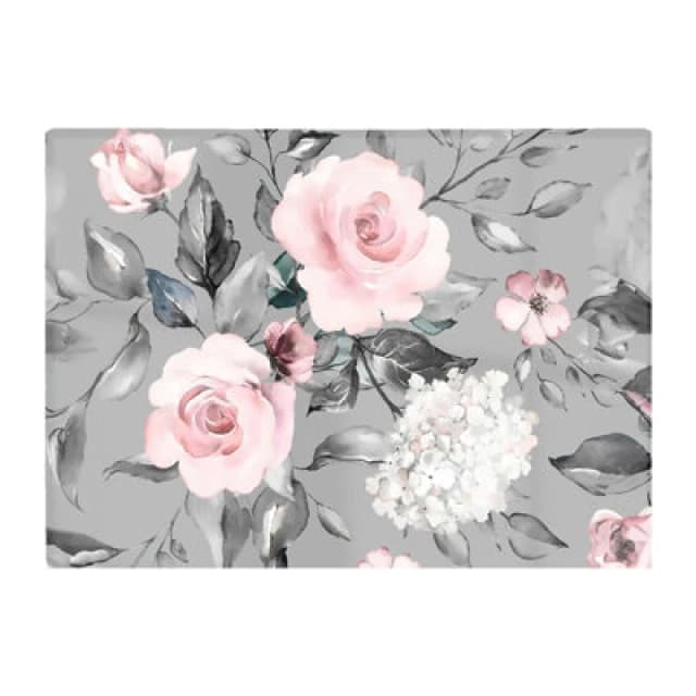 Warren Reed Designer Dusty Pink Roses Glass Chopping Board