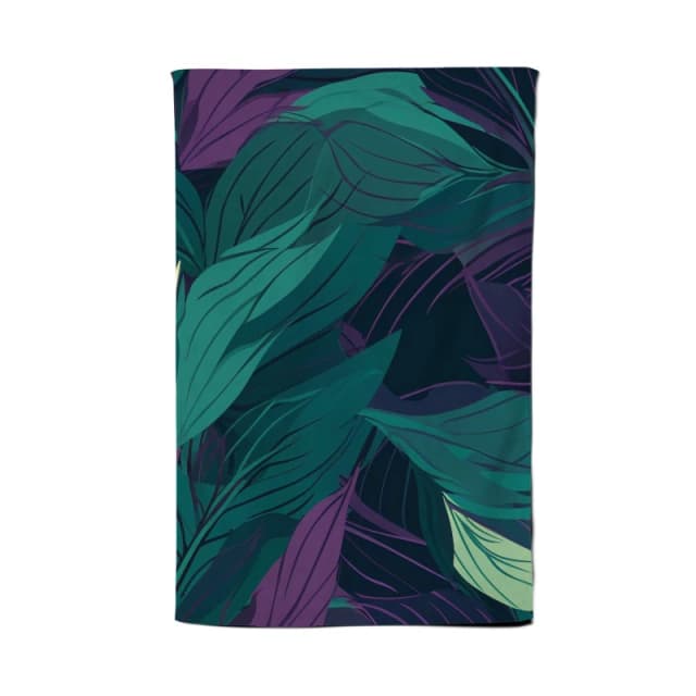 Warren Reed - Designer Green Purple Tropical Leaves Tea Towel Green Unisex