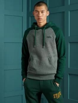 Superdry Orange Label Classic Raglan Hoodie - Green Size M Men