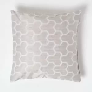HOMESCAPES Geometric Natural Jacquard Cushion Cover, 45 x 45cm - Natural