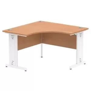Impulse 1200 Corner Desk White Cable Managed Leg Desk Oak