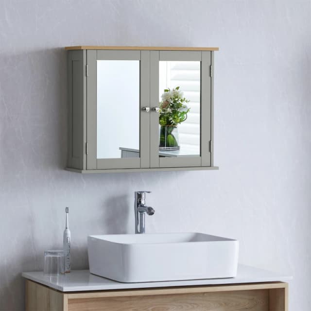 Lassic Bath Vida Priano 2 Door Mirrored Wall Cabinet Grey unisex 2 Door