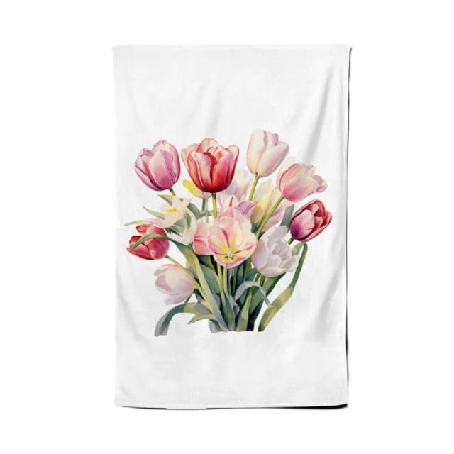 Warren Reed - Designer Spring Tuplips Watercolour Tea Towel Multicolor Unisex