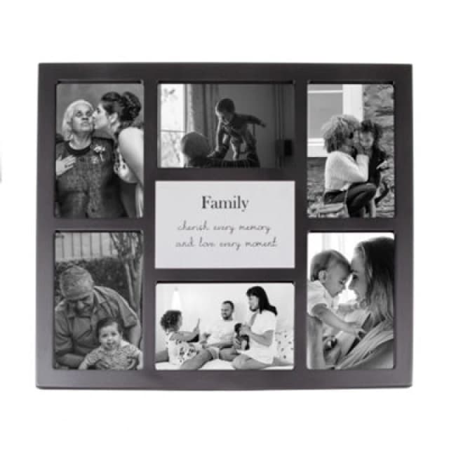 Happy Homewares Modern Black Multi Collage Picture Frame With Family Wording And Cute Phrase