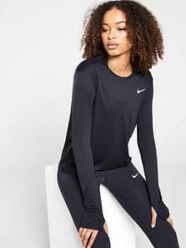 Nike Running LS Miler Top - Black, Size S, Women