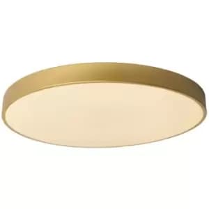 Lucide UNAR - Flush Ceiling Light - Ø60cm - LED Dim. - 1x60W 2700K - 3 StepDim - Matt Gold, Brass